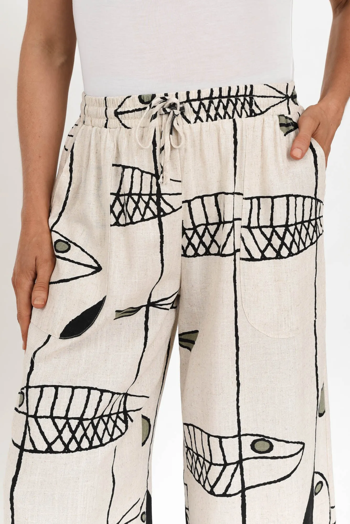 Minnelli Beige Sea Linen Cotton Pants sold by Blue Bungalow product image thumbnail 5