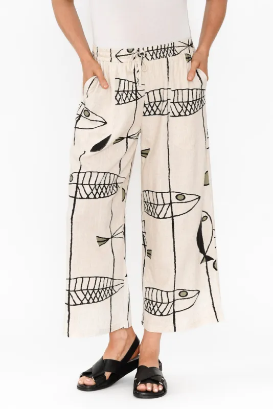 Minnelli Beige Sea Linen Cotton Pants sold by Blue Bungalow