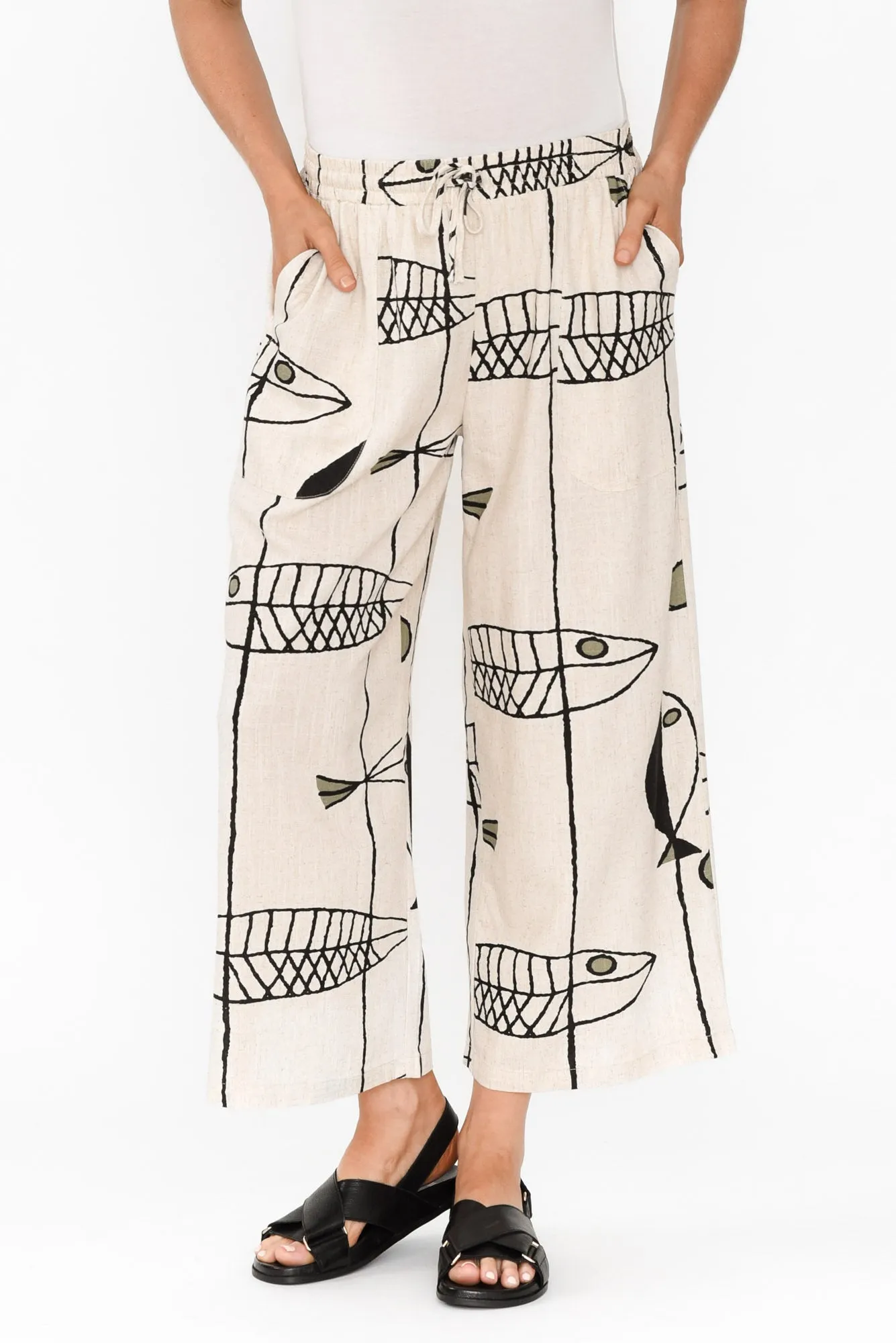 Minnelli Beige Sea Linen Cotton Pants sold by Blue Bungalow