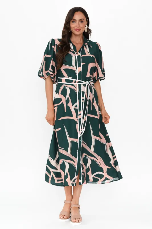 Bimini Green Geo Cotton Blend Dress sold by Blue Bungalow