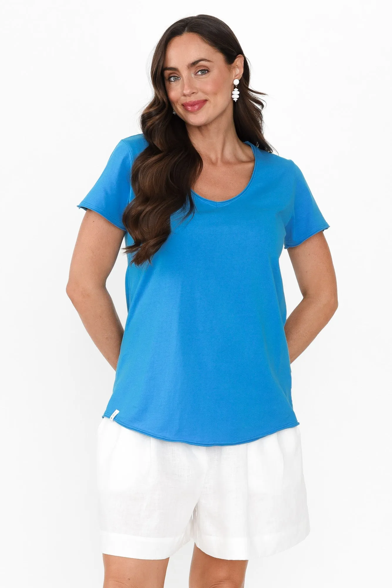 Cobalt Cotton Fundamental Vee Tee sold by Blue Bungalow