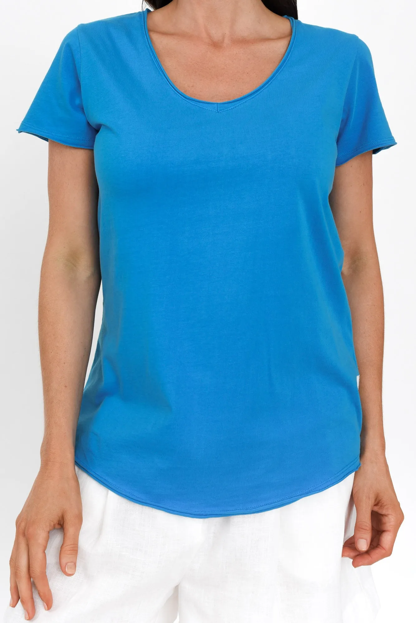 Cobalt Cotton Fundamental Vee Tee sold by Blue Bungalow product image thumbnail 5