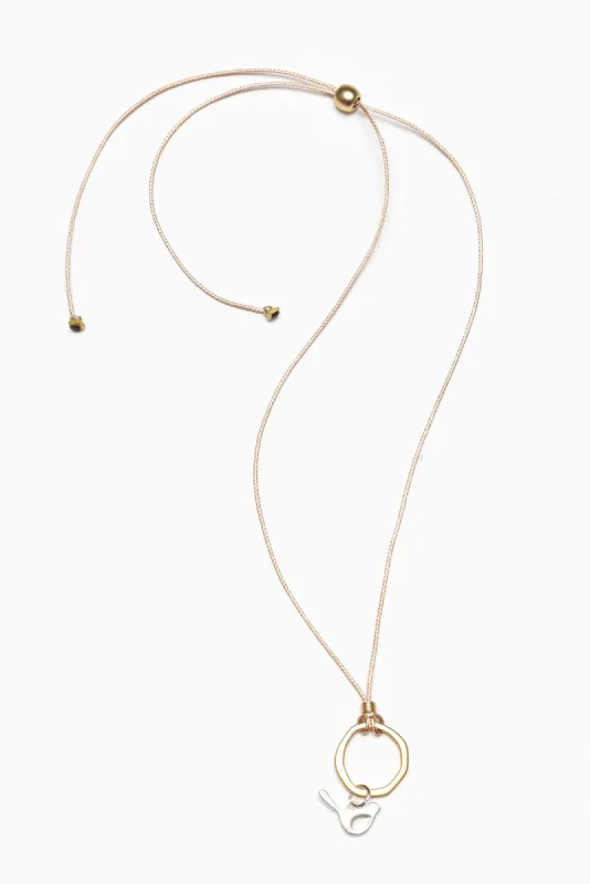 Sofia Gold Bird Cord Necklace sold by Blue Bungalow