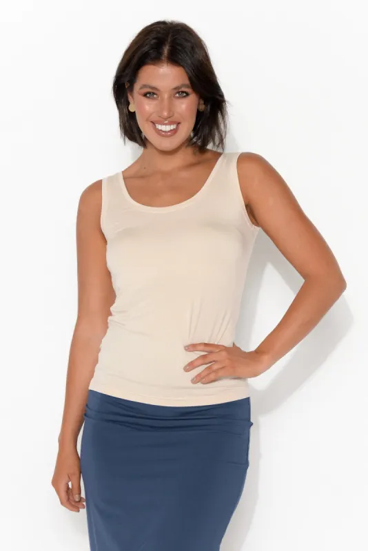 Nude Micro Modal Scoop Singlet sold by Blue Bungalow