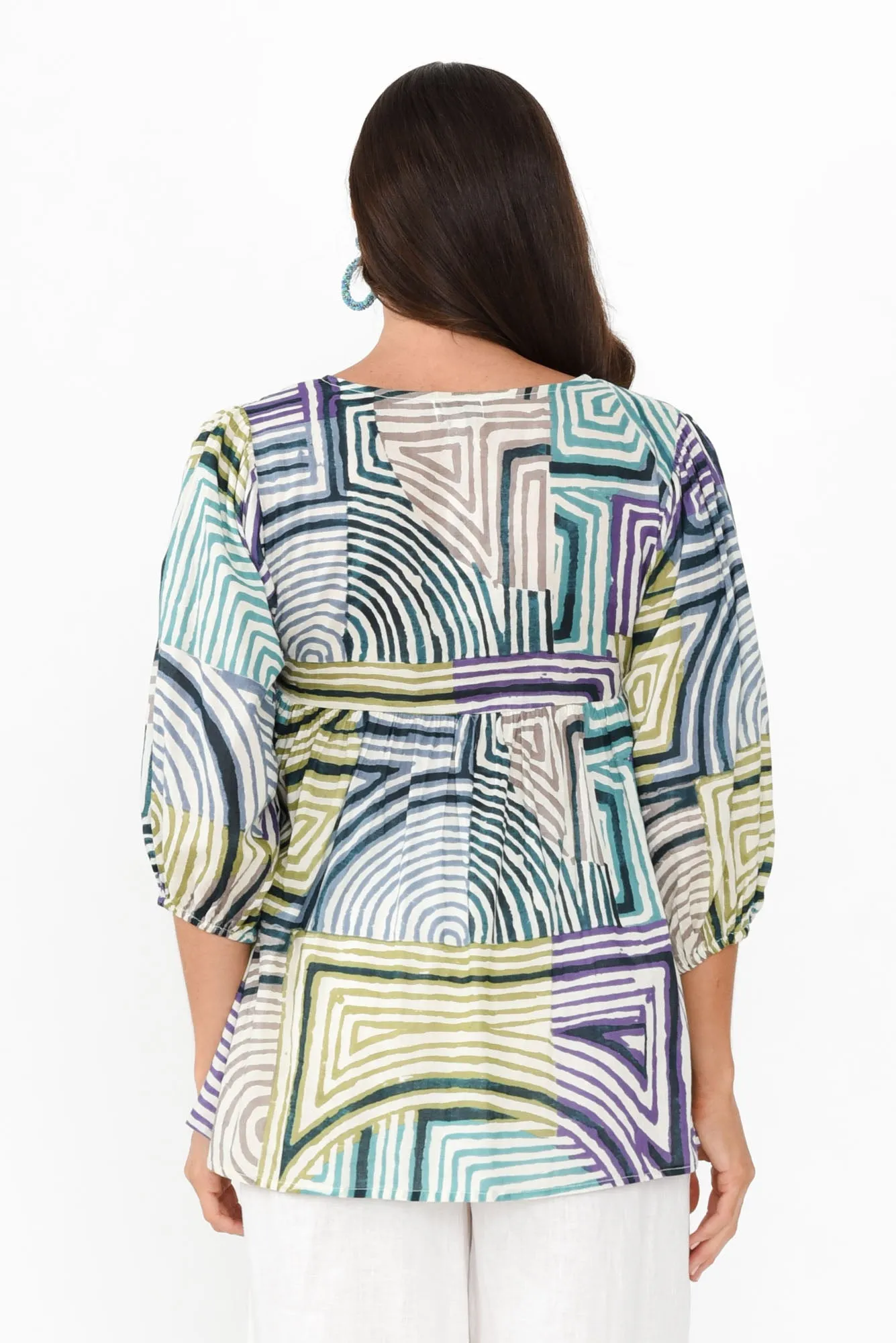 Rosa Green Ripple Cotton Tie Top sold by Blue Bungalow product image thumbnail 4