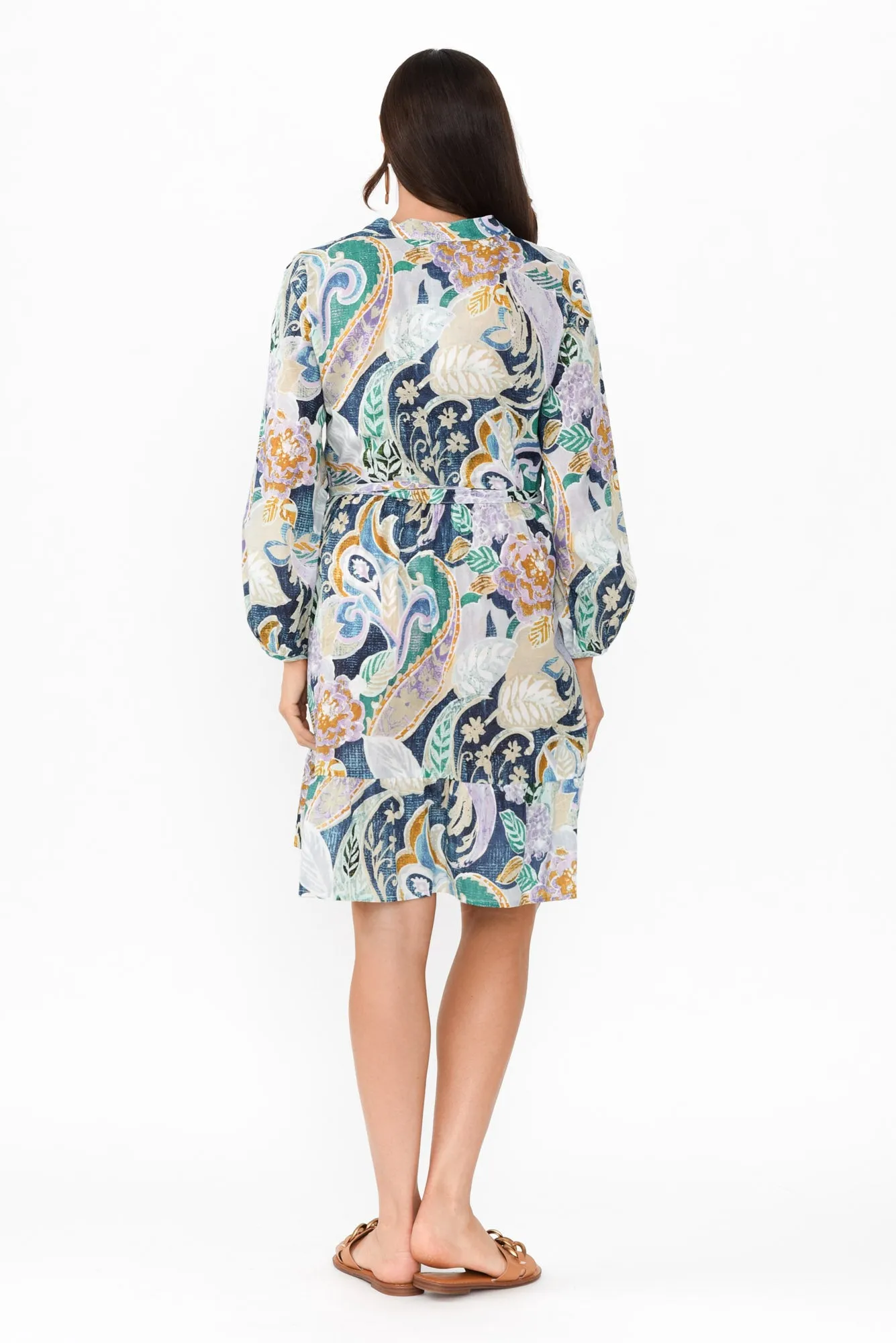 Sofia Blue Paisley Cotton Dress sold by Blue Bungalow product image thumbnail 4