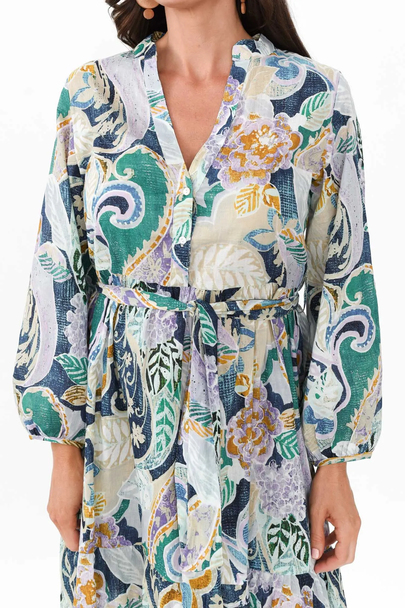 Sofia Blue Paisley Cotton Dress sold by Blue Bungalow product image thumbnail 5