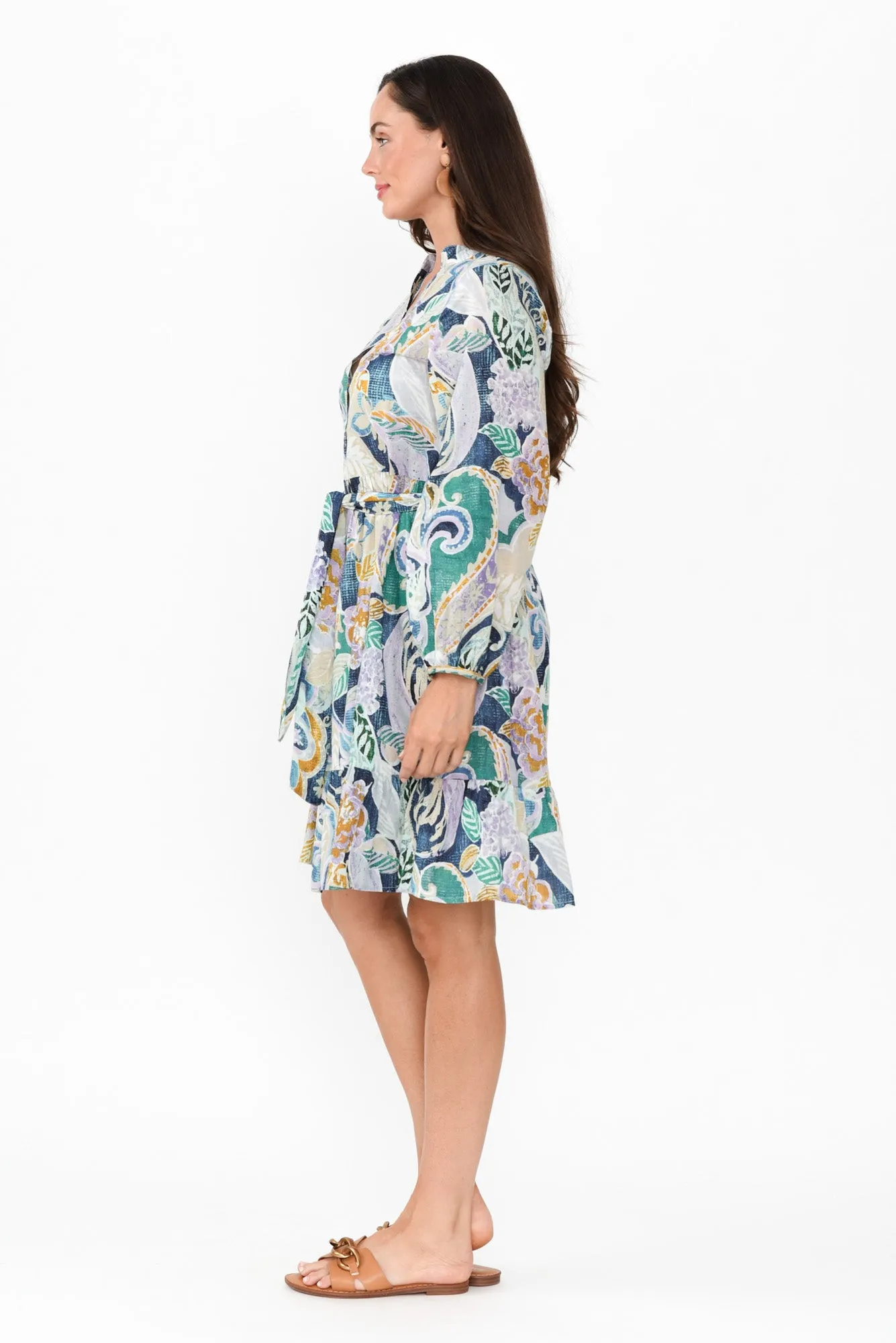 Sofia Blue Paisley Cotton Dress sold by Blue Bungalow product image thumbnail 3