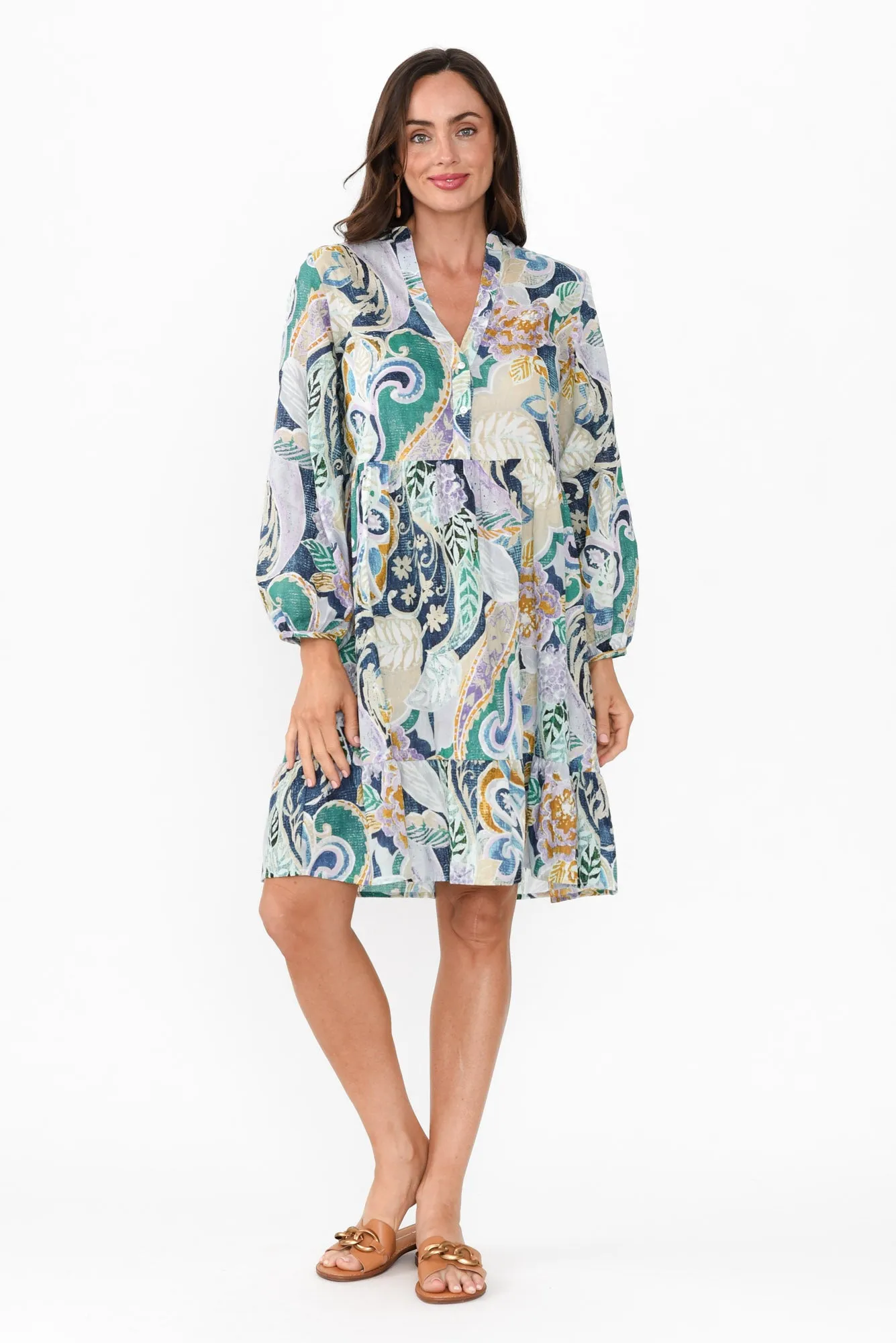 Sofia Blue Paisley Cotton Dress sold by Blue Bungalow product image thumbnail 2