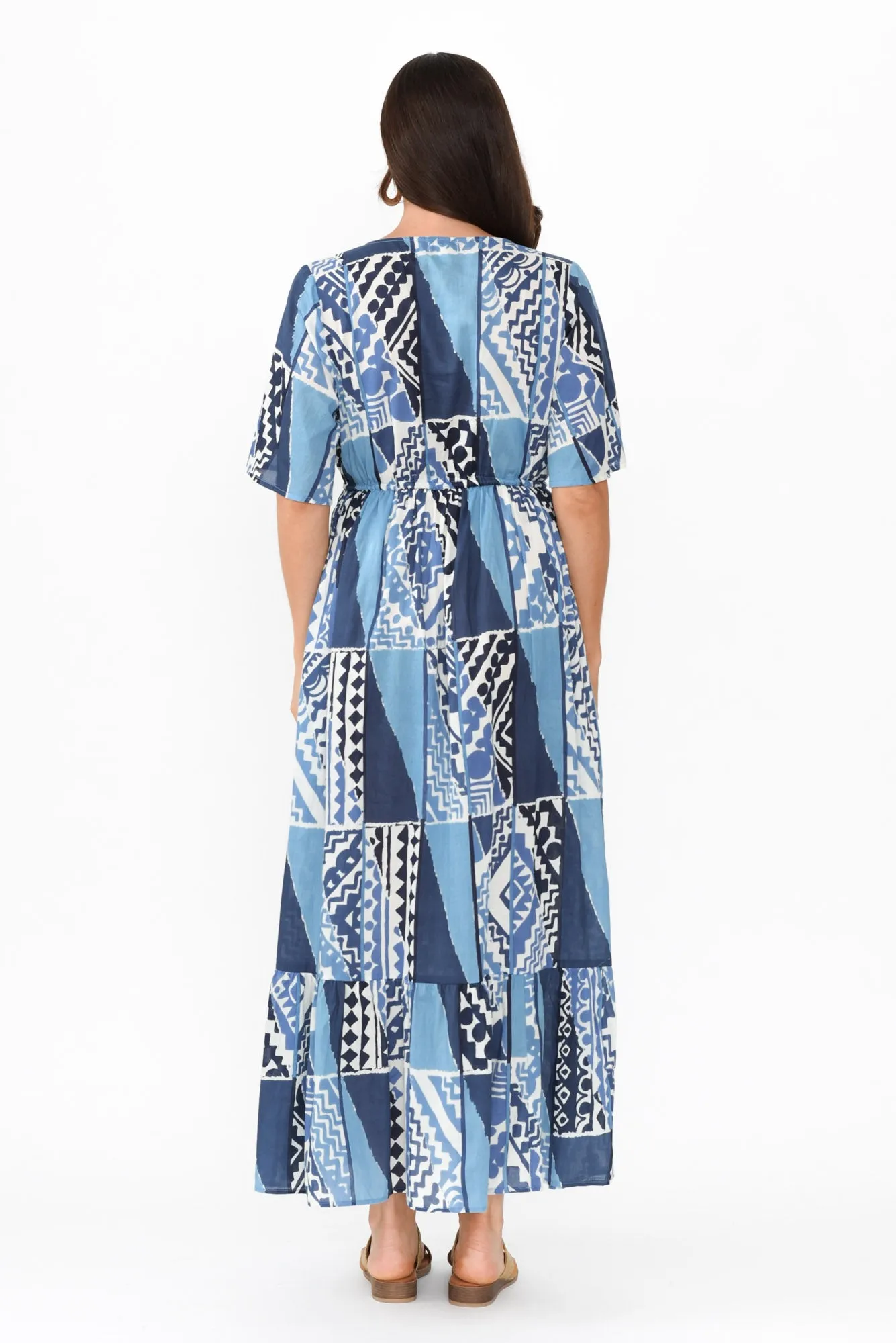 Bella Blue Motif Cotton Tier Dress sold by Blue Bungalow product image thumbnail 4
