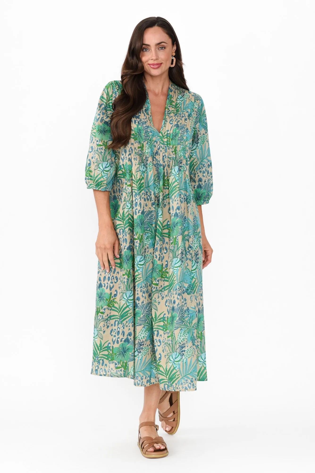Fria Blue Jungle Cotton Dress sold by Blue Bungalow product image thumbnail 2