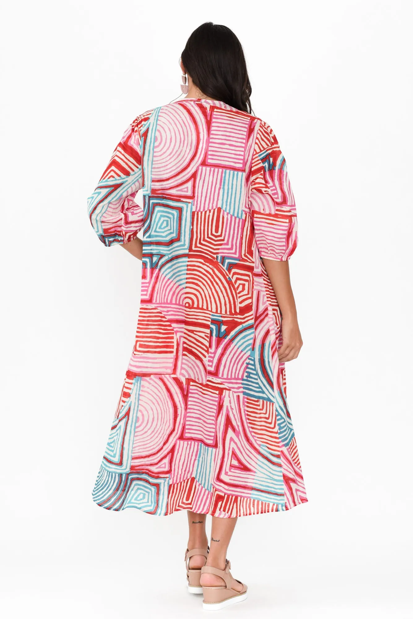 Fria Pink Geo Cotton Dress sold by Blue Bungalow product image thumbnail 4
