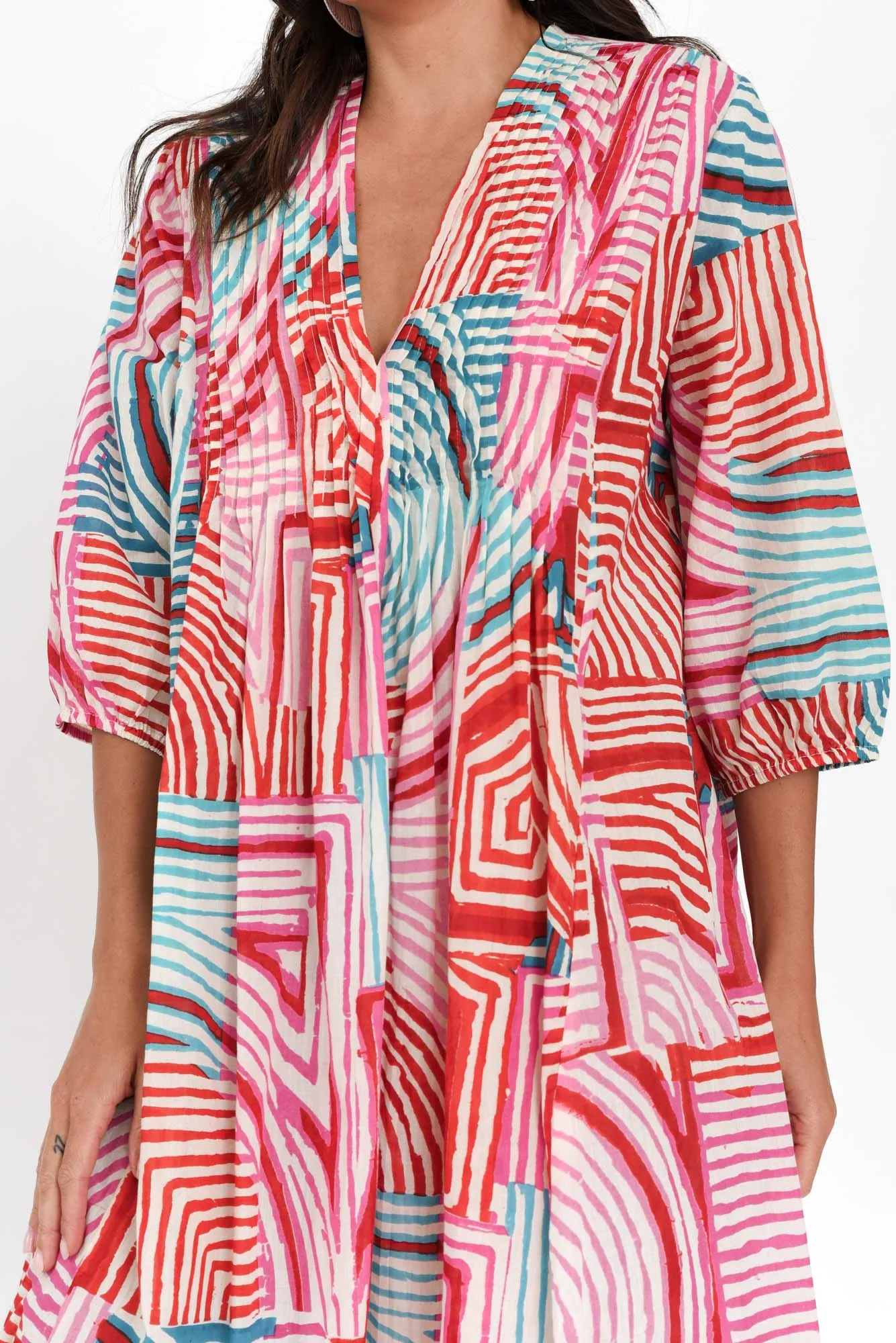 Fria Pink Geo Cotton Dress sold by Blue Bungalow product image thumbnail 5