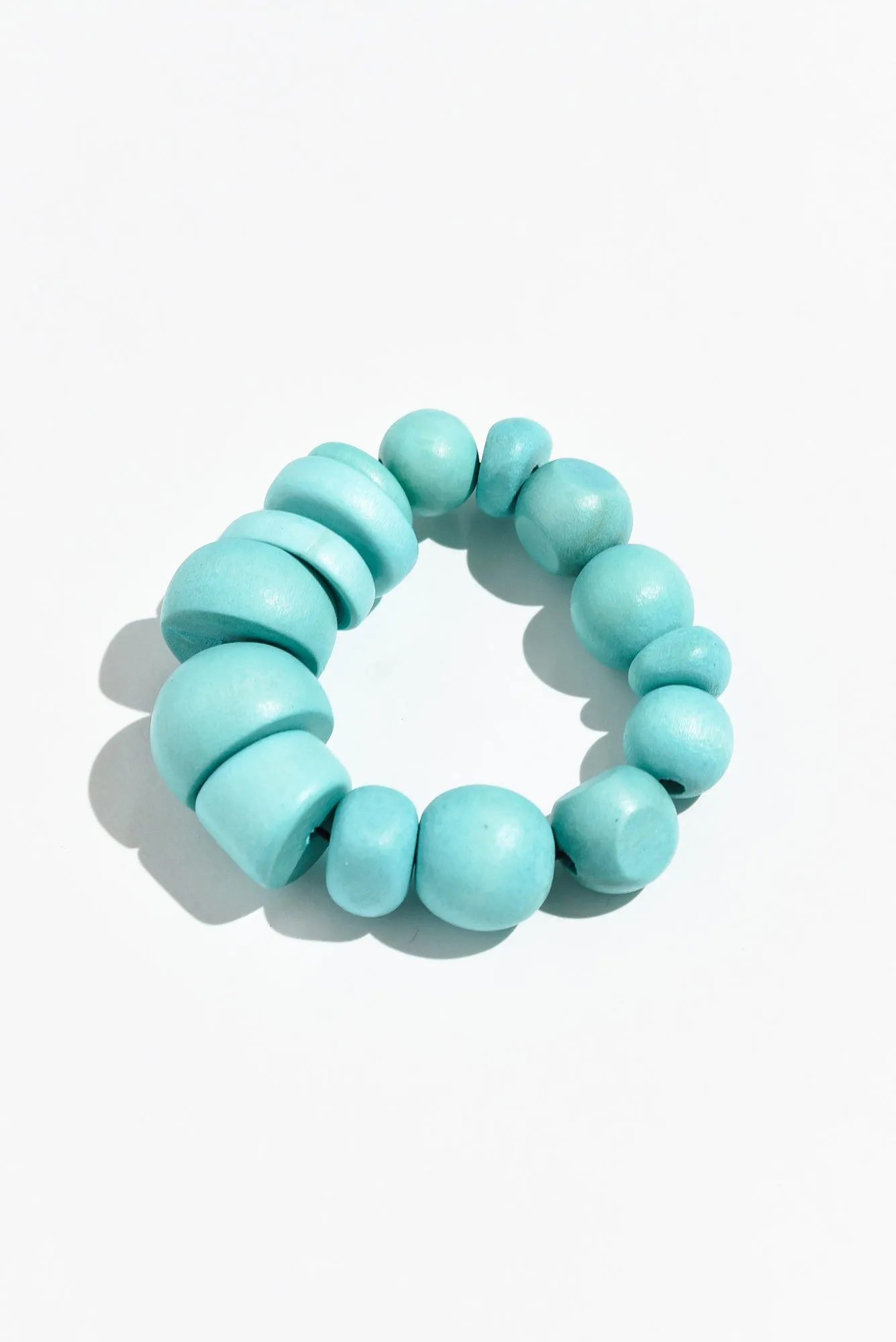 Forster Aqua Wood Beaded Bracelet sold by Blue Bungalow