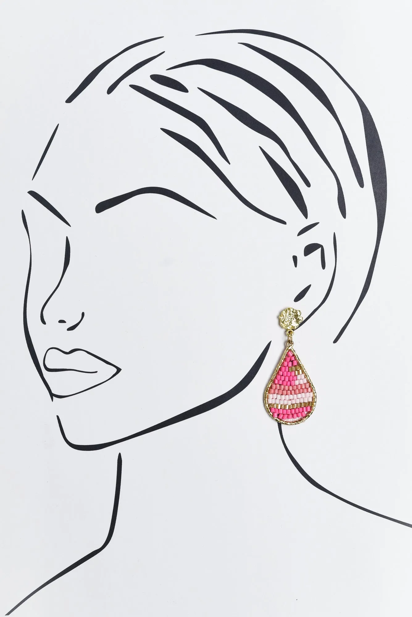 Kamalia Pink Beaded Earrings sold by Blue Bungalow product image thumbnail 2