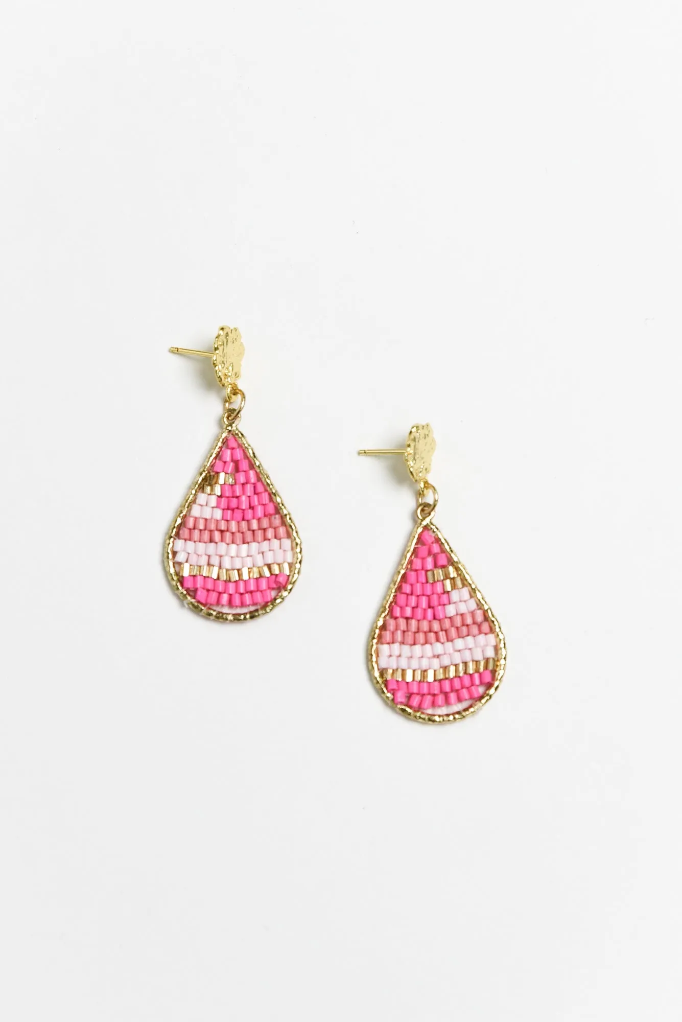 Kamalia Pink Beaded Earrings sold by Blue Bungalow
