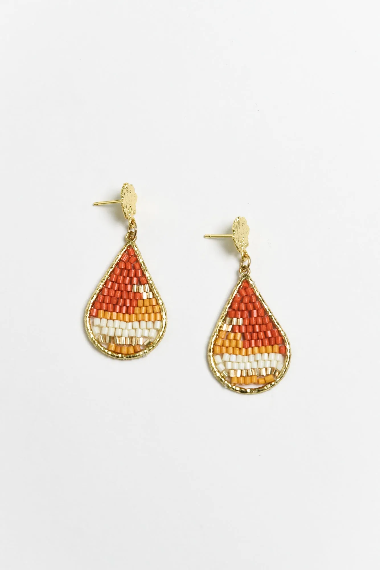 Kamalia Orange Beaded Earrings sold by Blue Bungalow