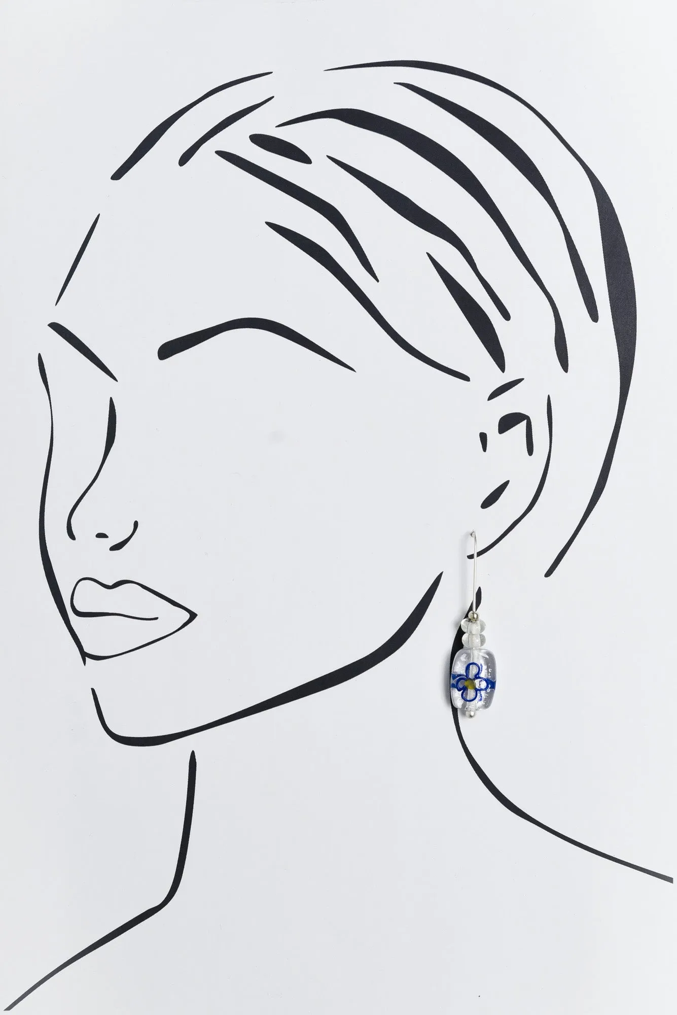 Celia Blue Flower Glass Hook Earrings sold by Blue Bungalow product image thumbnail 2