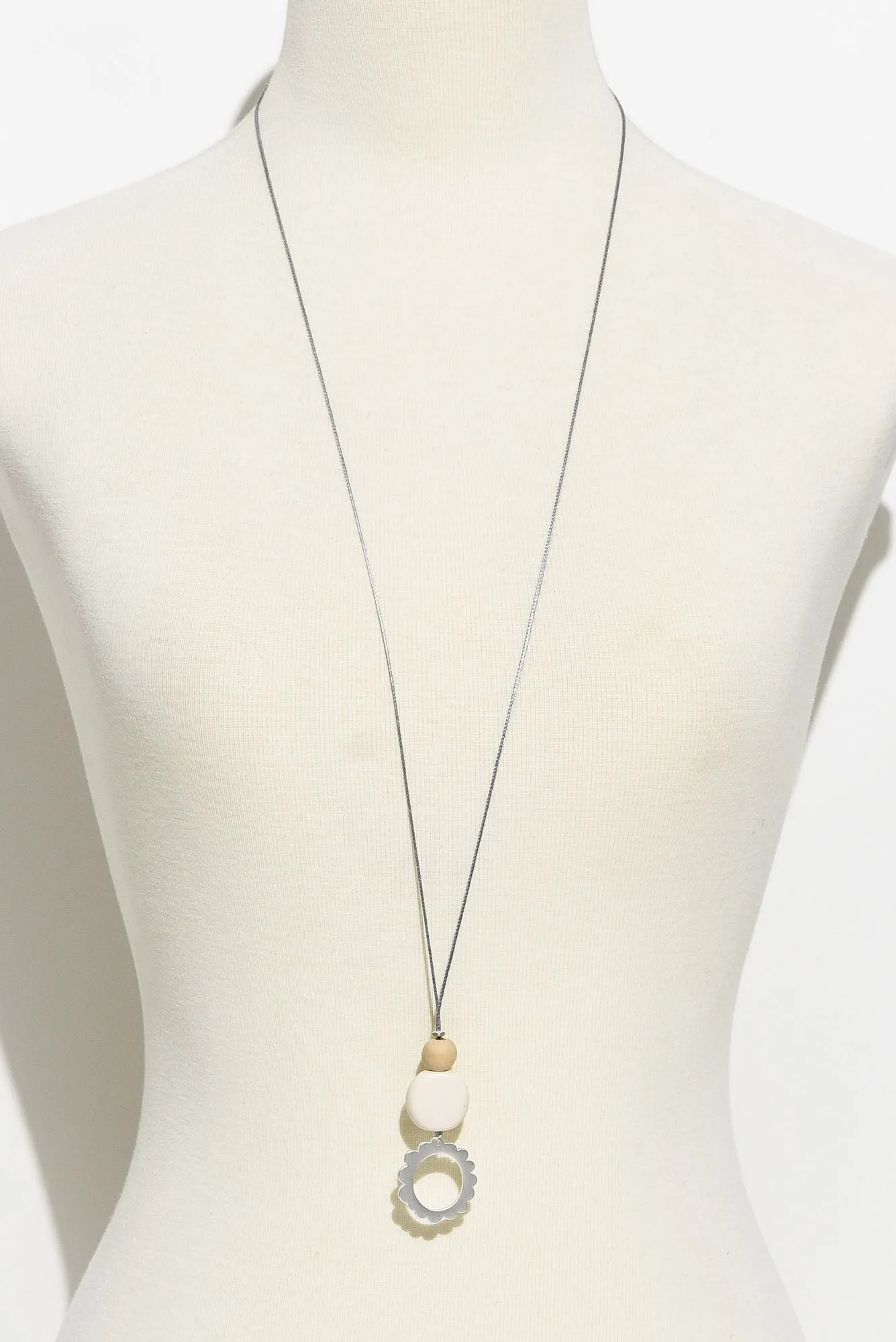 Etna Silver Beaded Pendant Necklace sold by Blue Bungalow product image thumbnail 2