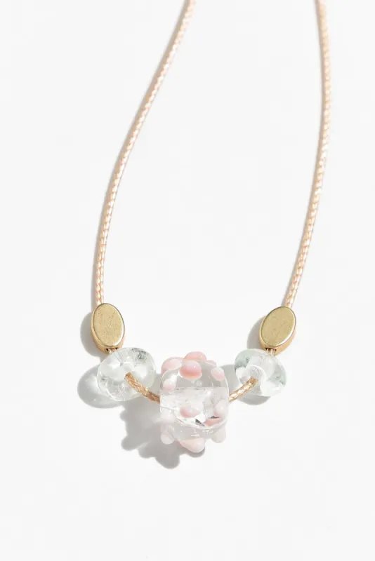 Almia Pink Dot Glass Beaded Necklace sold by Blue Bungalow