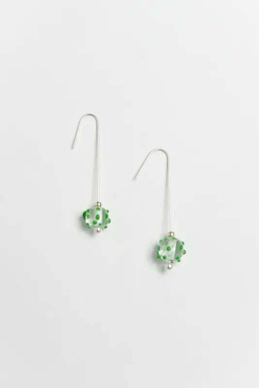 Anka Green Dot Glass Hook Earrings sold by Blue Bungalow