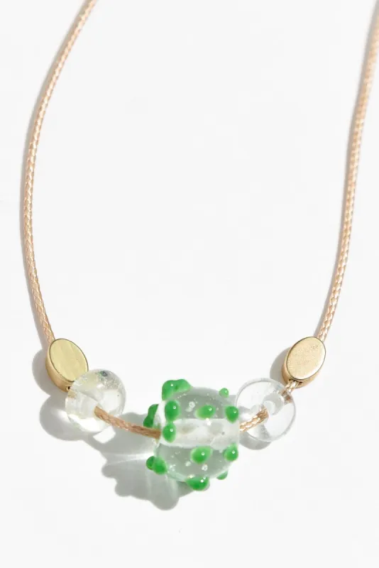 Almia Green Dot Glass Beaded Necklace sold by Blue Bungalow