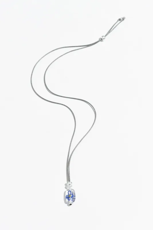 Cecily Blue Flower Glass Beaded Necklace sold by Blue Bungalow