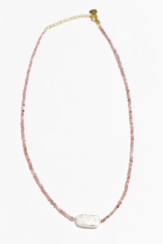 Sado Pink Beaded Pearl Necklace sold by Blue Bungalow
