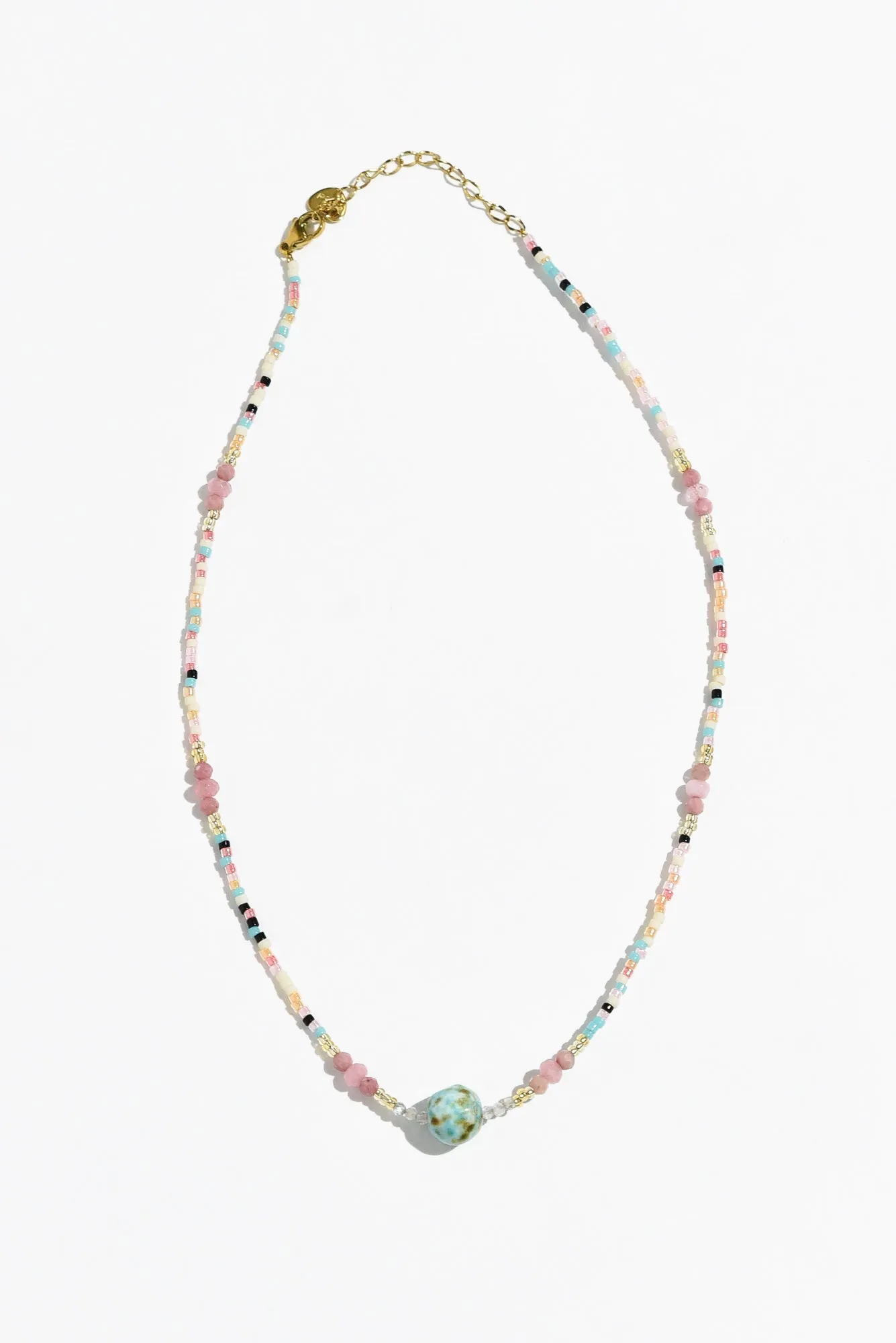 Kilda Pink Multi Beaded Necklace sold by Blue Bungalow