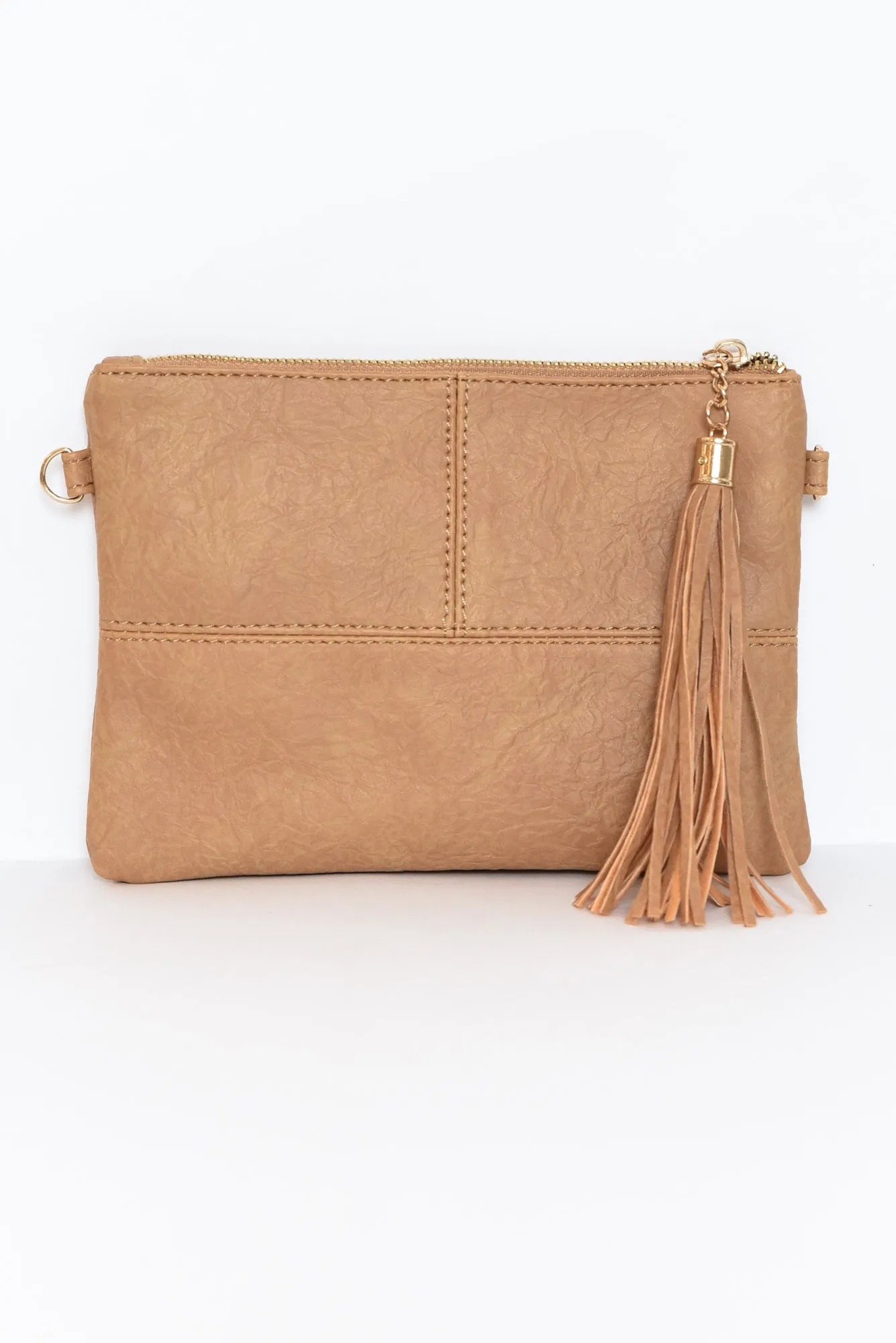 Brynn Camel Tassel Crossbody Bag sold by Blue Bungalow
