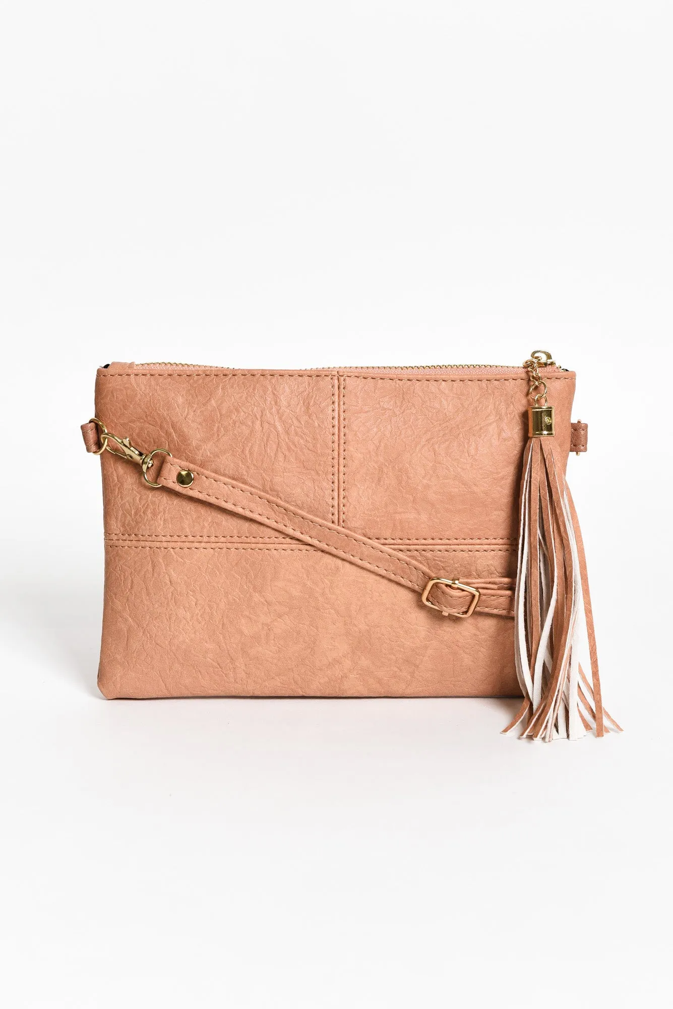 Brynn Pink Tassel Crossbody Bag sold by Blue Bungalow