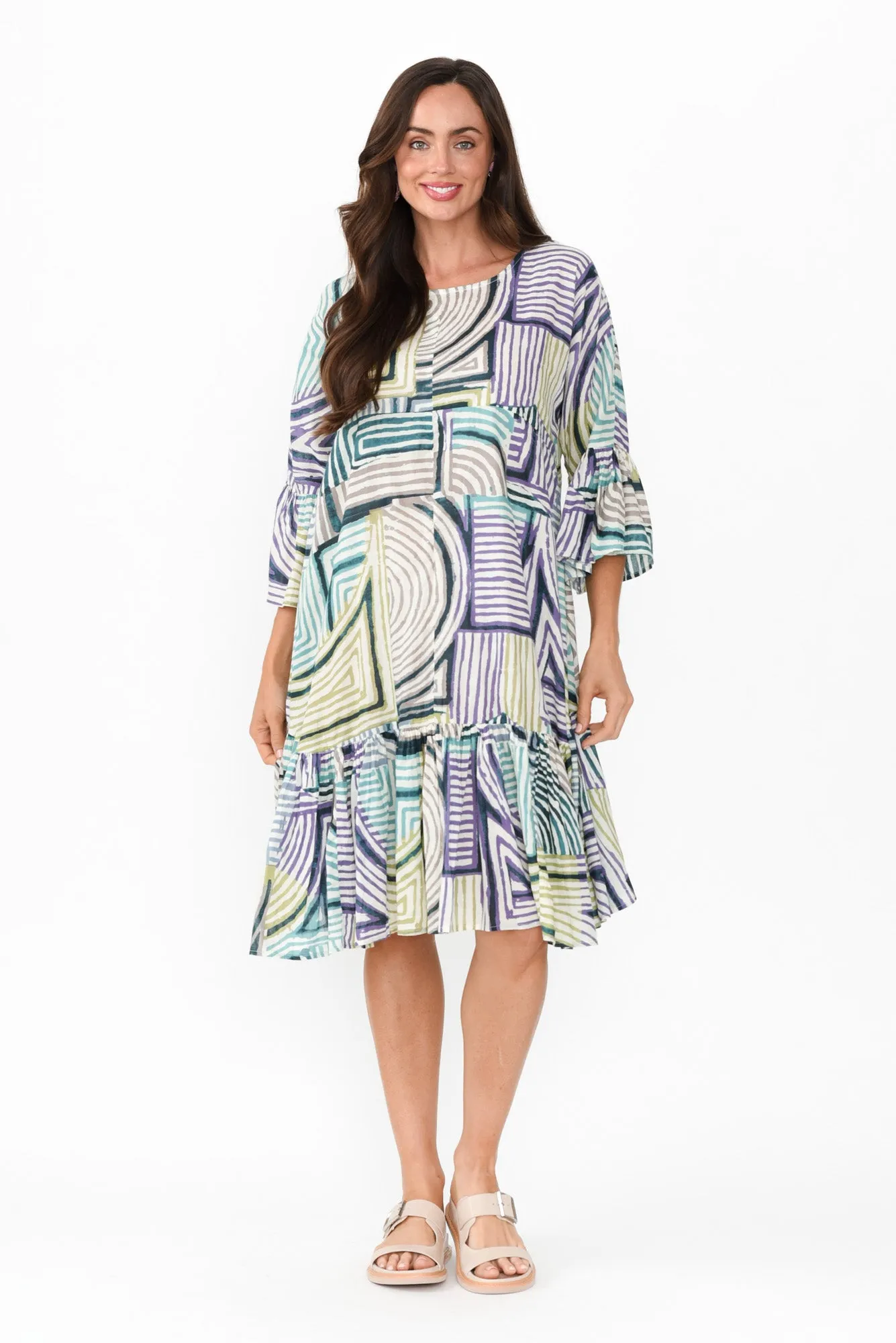 Lucia Green Ripple Cotton Dress sold by Blue Bungalow