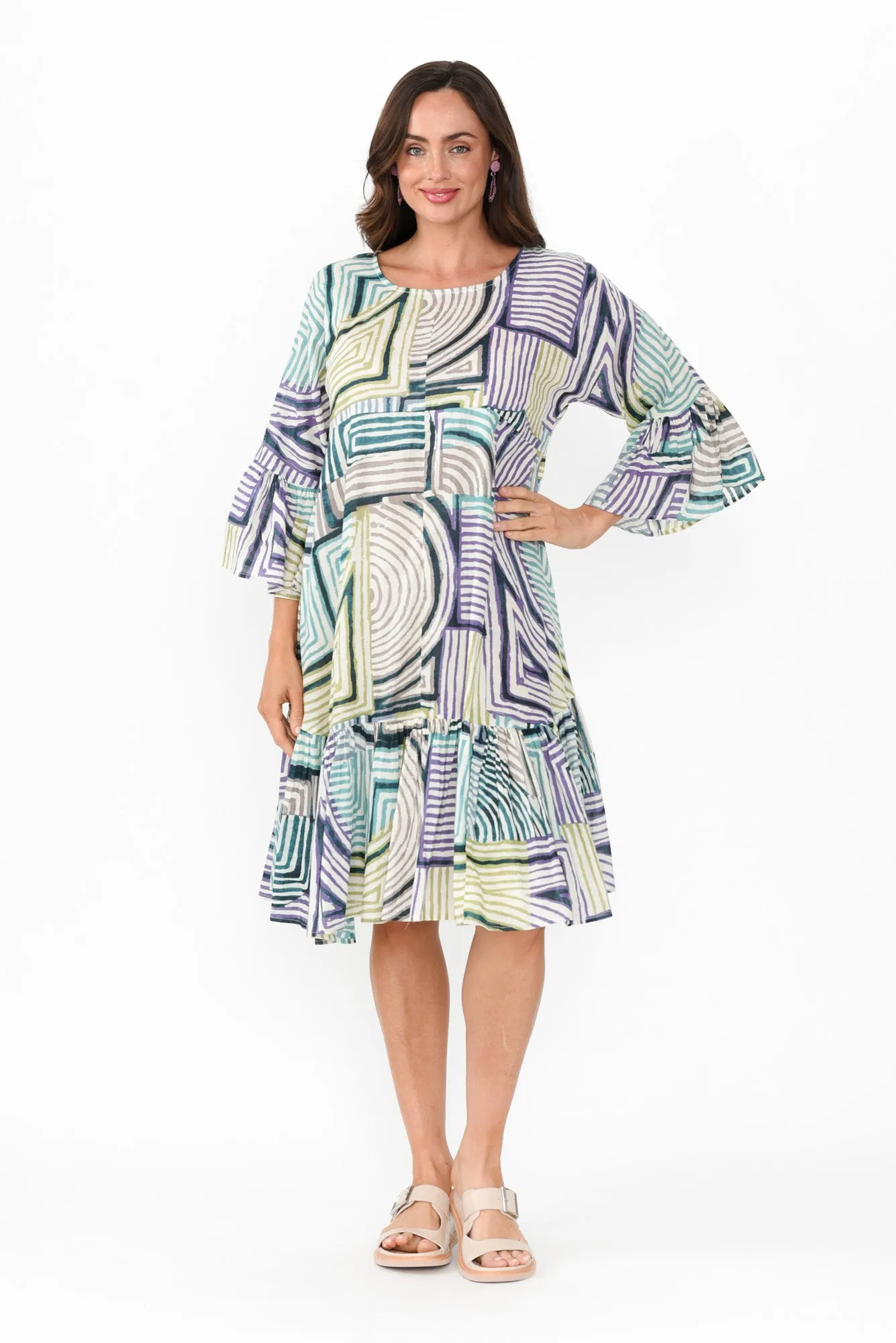 Lucia Green Ripple Cotton Dress sold by Blue Bungalow product image thumbnail 2