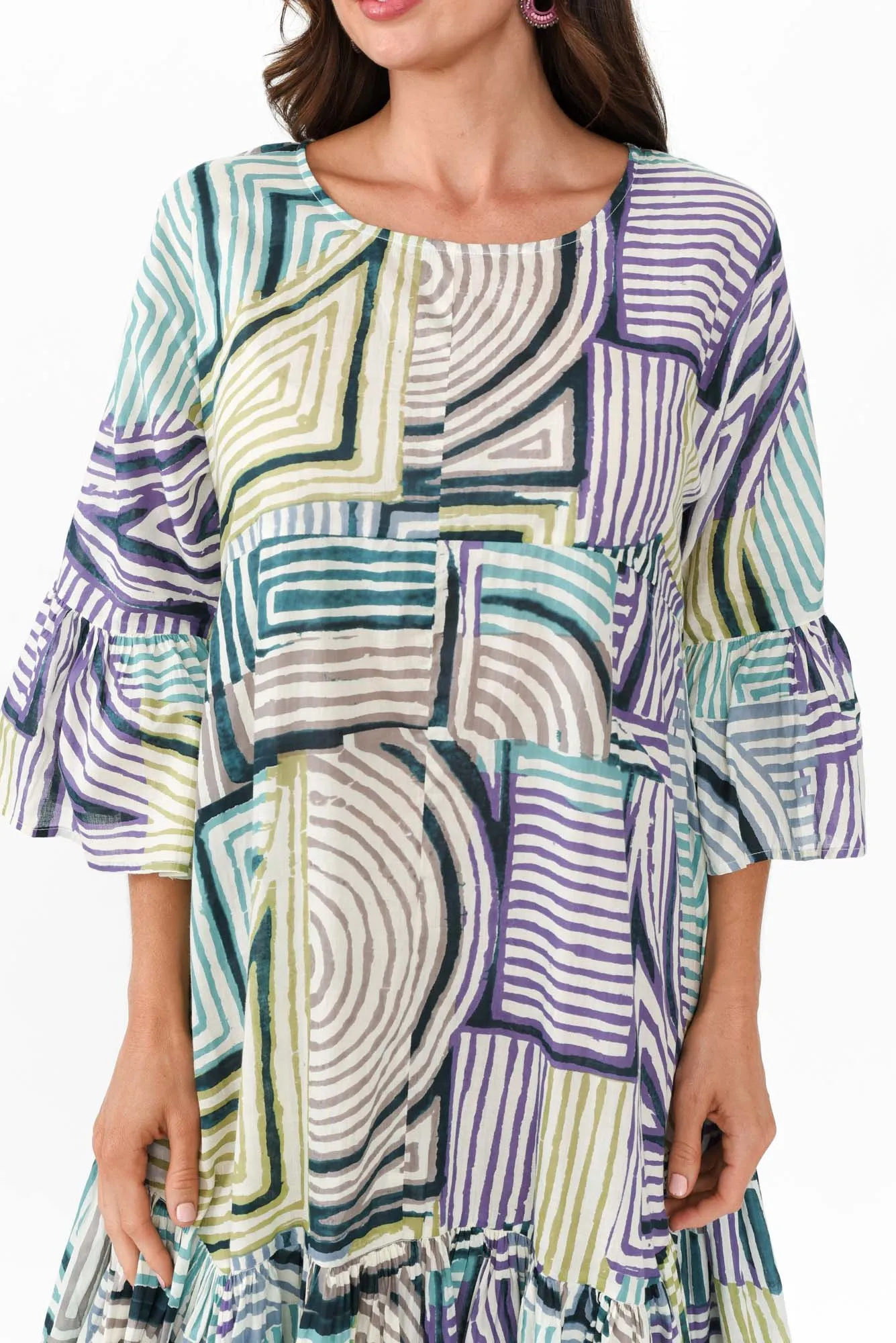 Lucia Green Ripple Cotton Dress sold by Blue Bungalow product image thumbnail 5