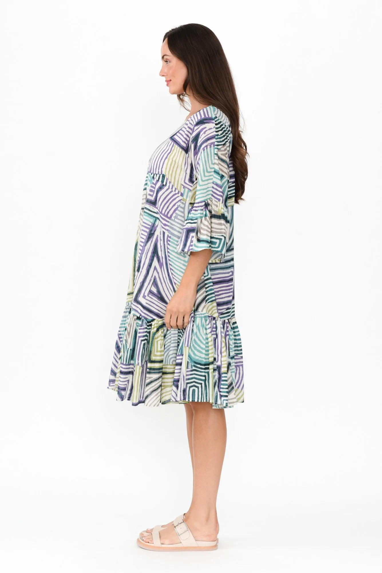 Lucia Green Ripple Cotton Dress sold by Blue Bungalow product image thumbnail 3