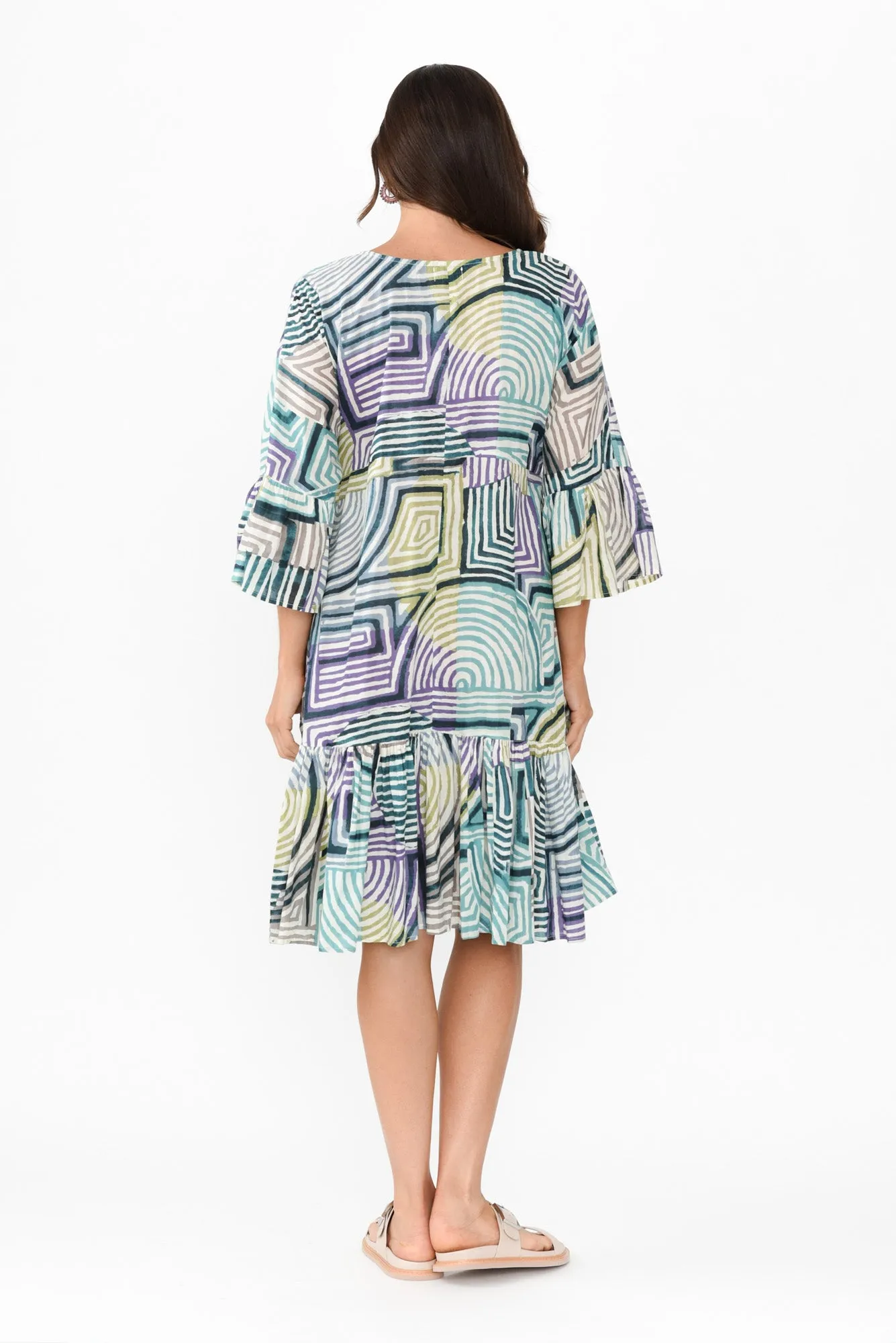 Lucia Green Ripple Cotton Dress sold by Blue Bungalow product image thumbnail 4