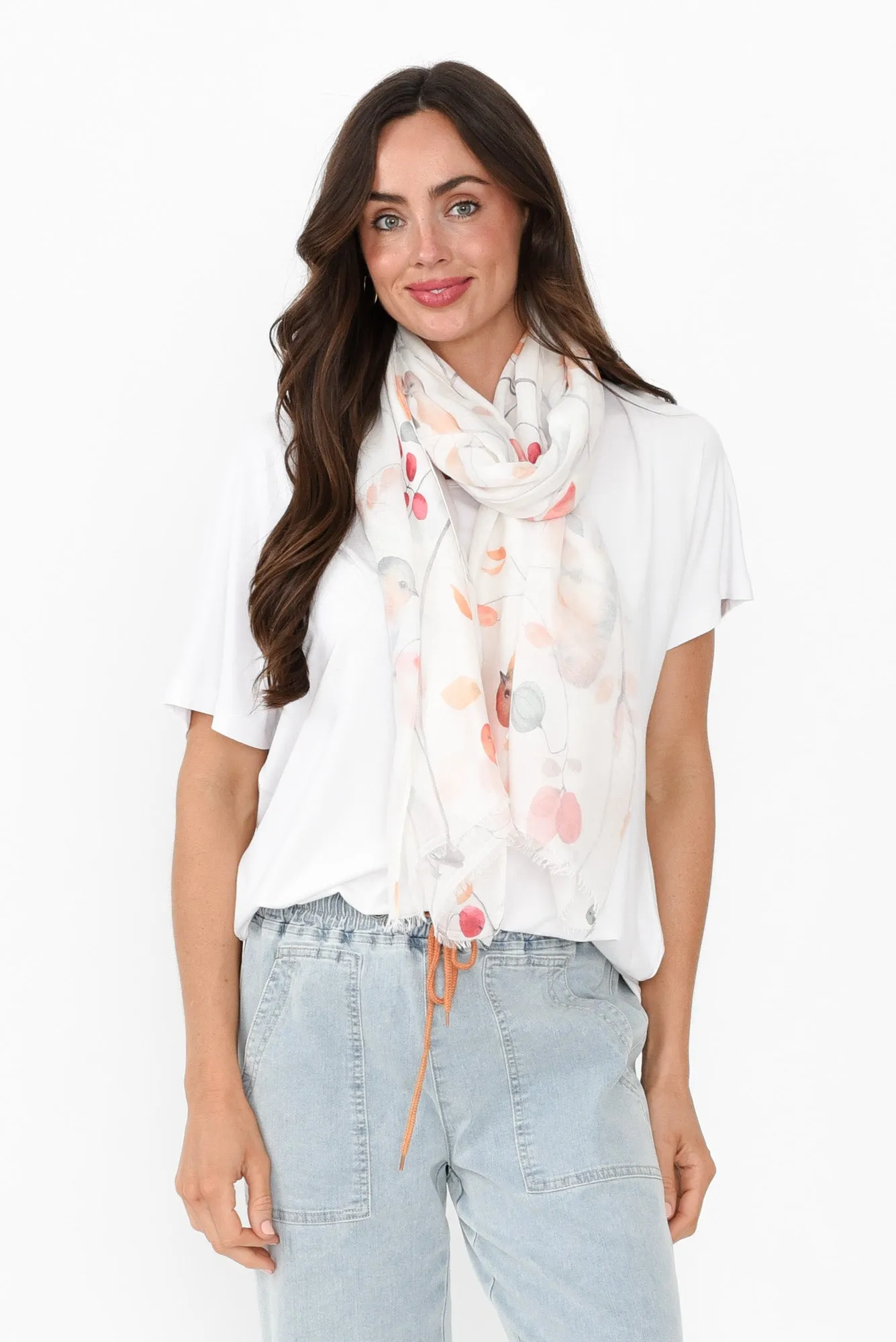 Florbela White Bird Scarf sold by Blue Bungalow