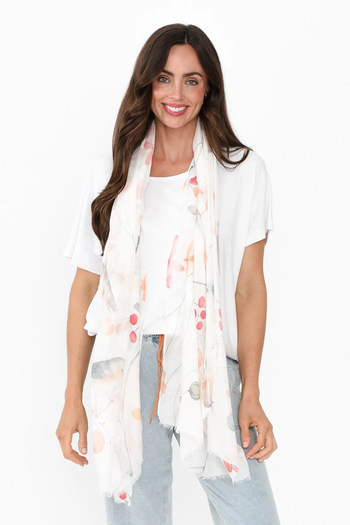 Florbela White Bird Scarf sold by Blue Bungalow product image thumbnail 2