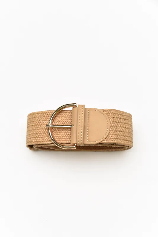 Elvie Natural Woven Stretch Belt sold by Blue Bungalow