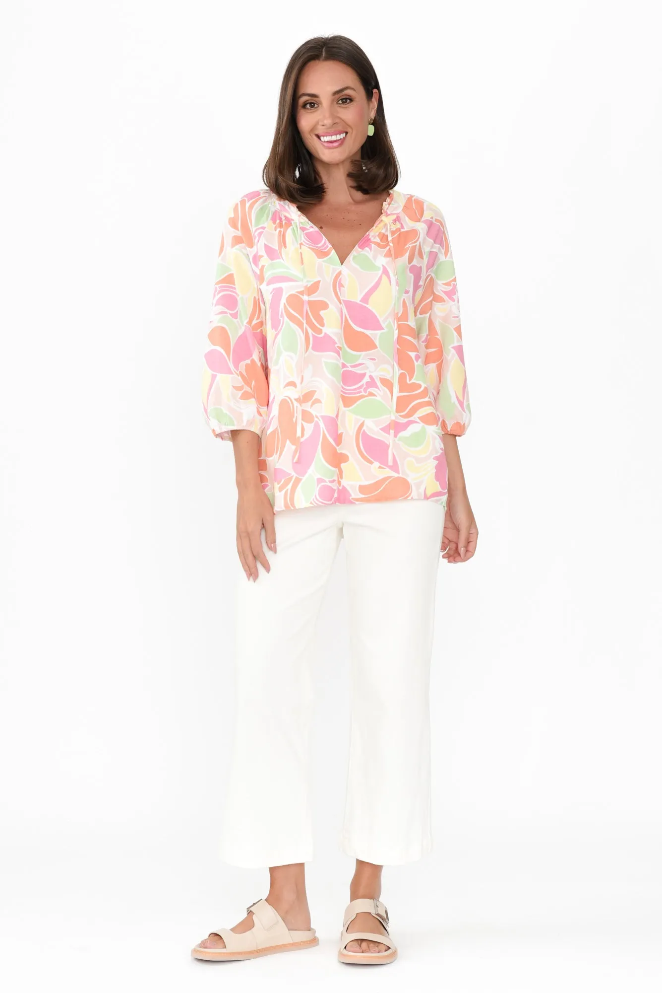 Daniella Orange Tropical Shirt sold by Blue Bungalow product image thumbnail 2