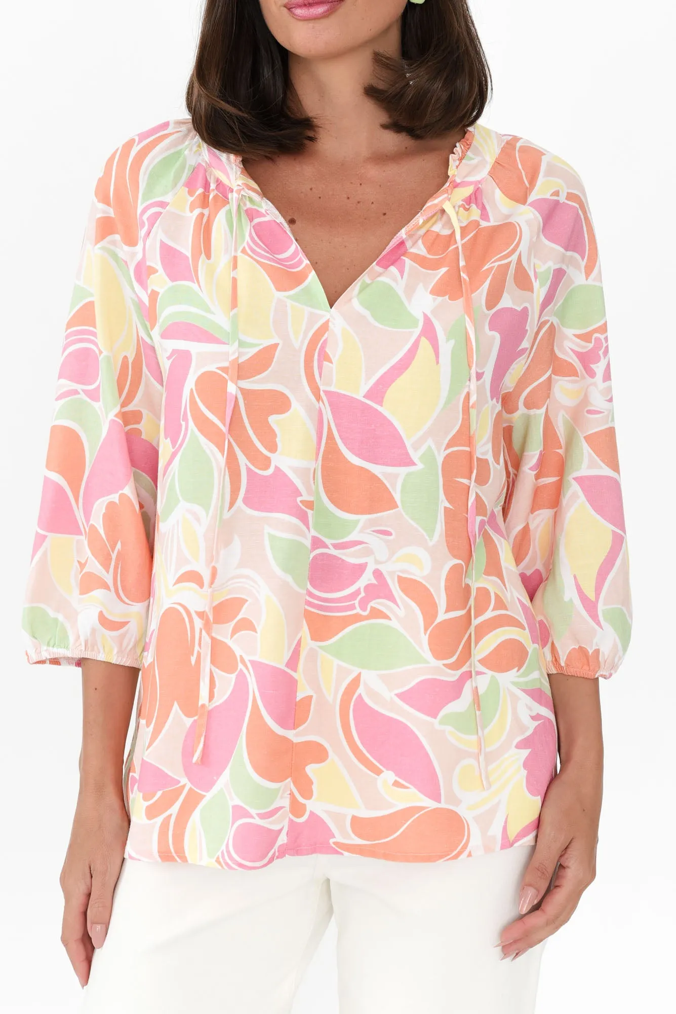 Daniella Orange Tropical Shirt sold by Blue Bungalow product image thumbnail 5