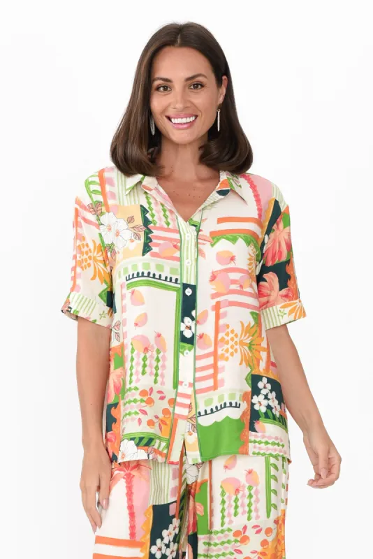 Cancun Green Tropical Shirt sold by Blue Bungalow