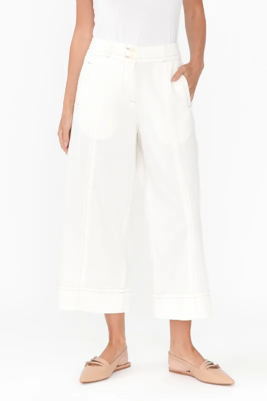 Miley White Cotton Blend Crop Pants sold by Blue Bungalow