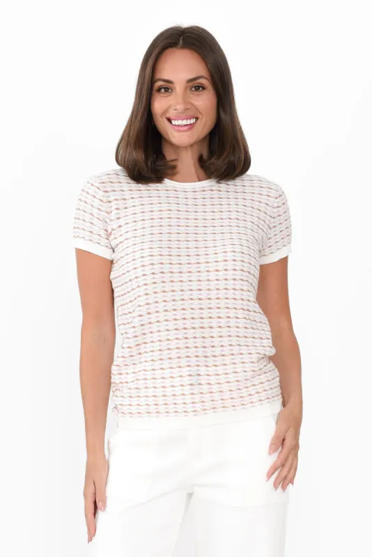 Ziggy Pink Stripe Cotton Knit Tee sold by Blue Bungalow