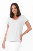 Maggie Grey Cotton Vee Tee sold by Blue Bungalow