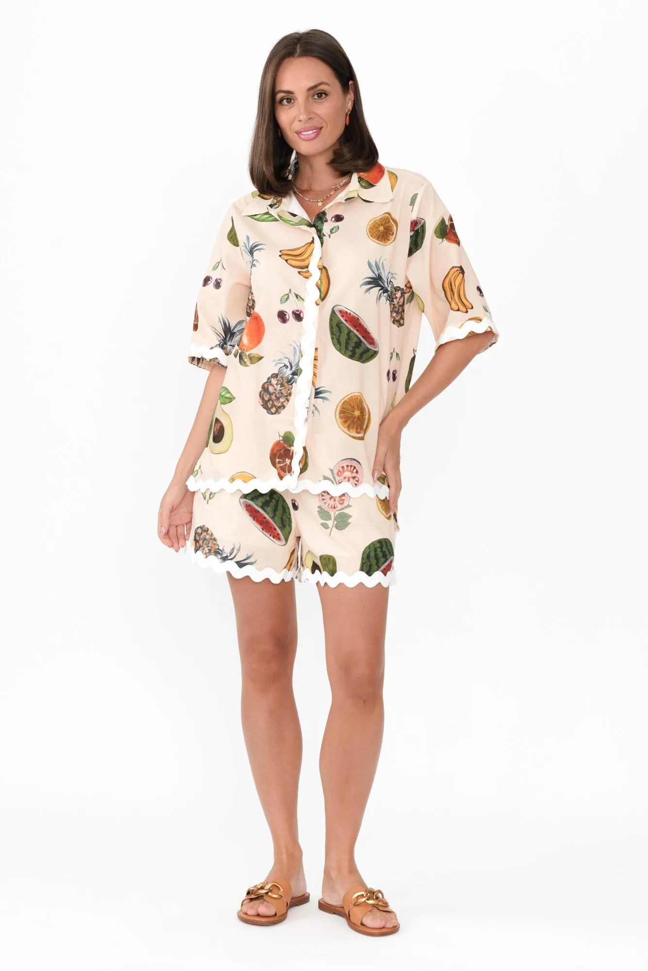 Henrik Blush Fruity Linen Cotton Shorts sold by Blue Bungalow product image thumbnail 2