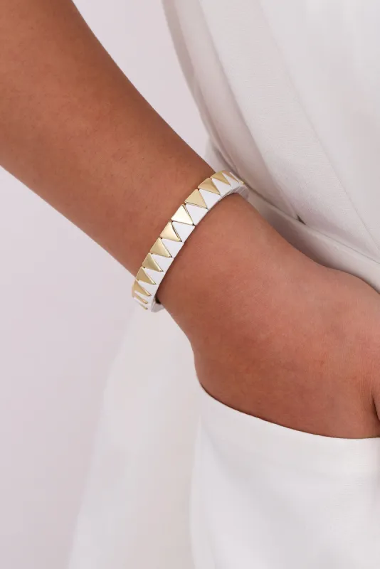 Amelia White Zig Zag Bracelet sold by Blue Bungalow