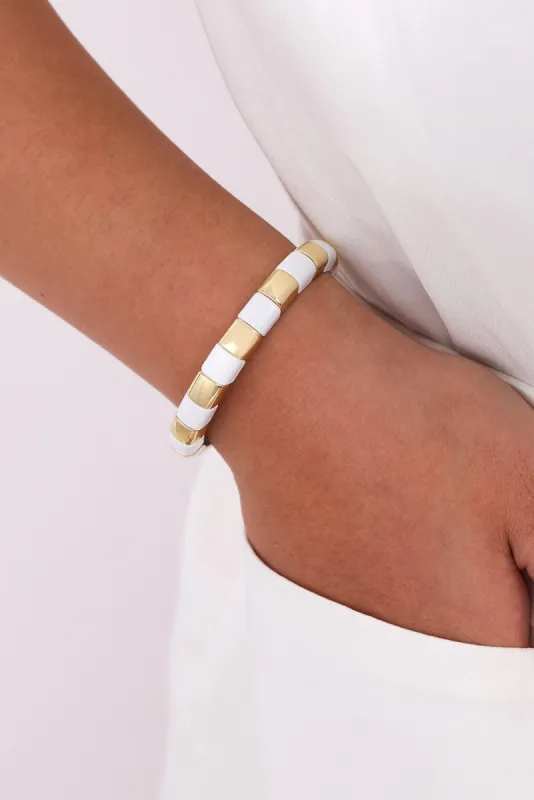 Isabelli White Beaded Bracelet sold by Blue Bungalow