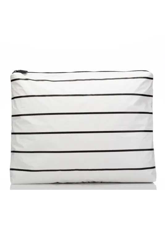 White Pinstripe Mid Splash Proof Pouch sold by Blue Bungalow