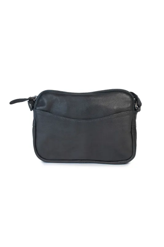 Emma Charcoal Leather Crossbody Bag sold by Blue Bungalow